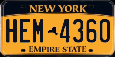 NY license plate HEM4360