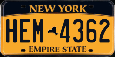 NY license plate HEM4362