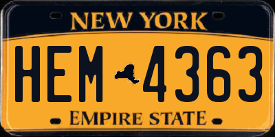 NY license plate HEM4363