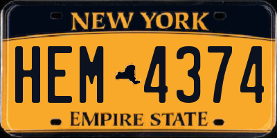 NY license plate HEM4374