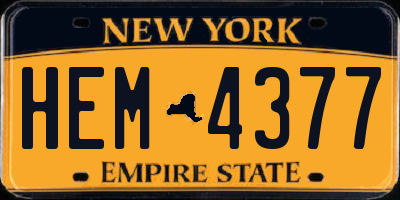 NY license plate HEM4377