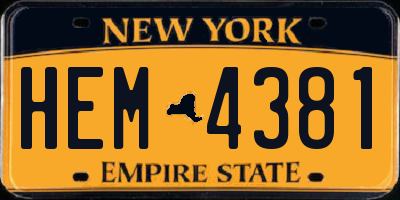 NY license plate HEM4381