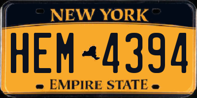NY license plate HEM4394