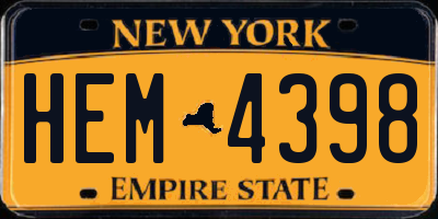 NY license plate HEM4398