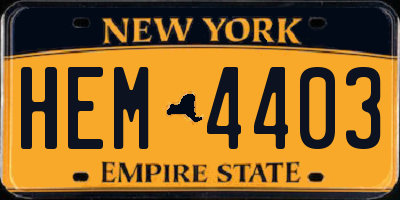 NY license plate HEM4403