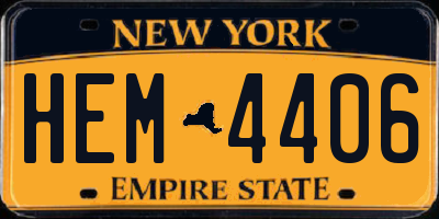 NY license plate HEM4406