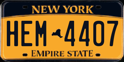 NY license plate HEM4407