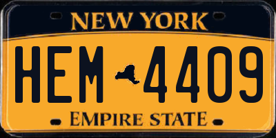 NY license plate HEM4409