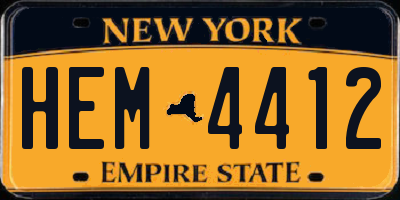 NY license plate HEM4412