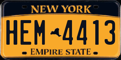 NY license plate HEM4413