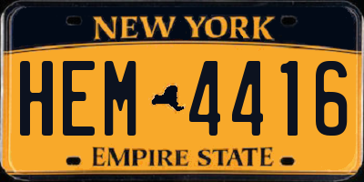 NY license plate HEM4416