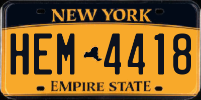 NY license plate HEM4418