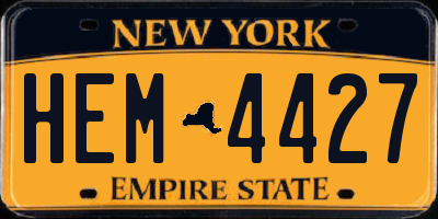 NY license plate HEM4427