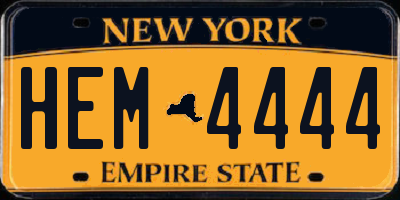 NY license plate HEM4444