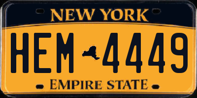 NY license plate HEM4449
