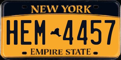 NY license plate HEM4457