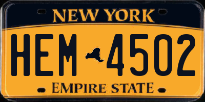 NY license plate HEM4502