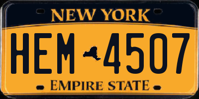 NY license plate HEM4507