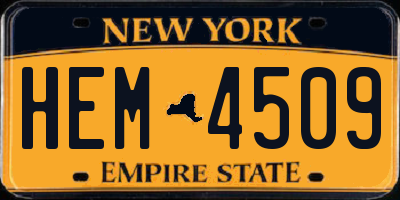NY license plate HEM4509