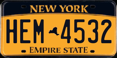 NY license plate HEM4532