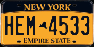 NY license plate HEM4533