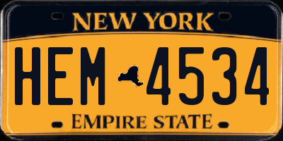 NY license plate HEM4534