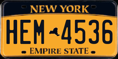 NY license plate HEM4536