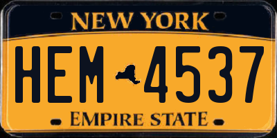 NY license plate HEM4537