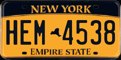 NY license plate HEM4538