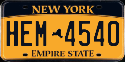 NY license plate HEM4540