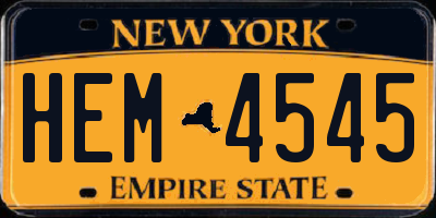 NY license plate HEM4545