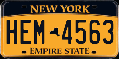 NY license plate HEM4563