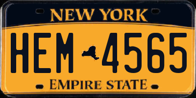 NY license plate HEM4565