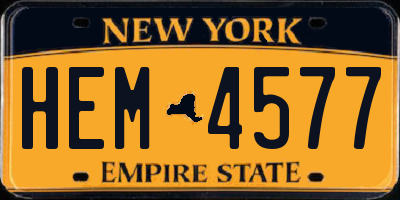 NY license plate HEM4577