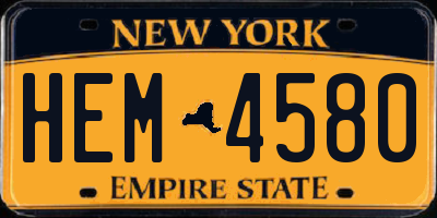 NY license plate HEM4580