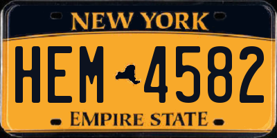 NY license plate HEM4582