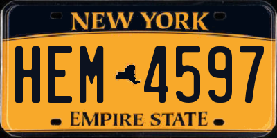 NY license plate HEM4597