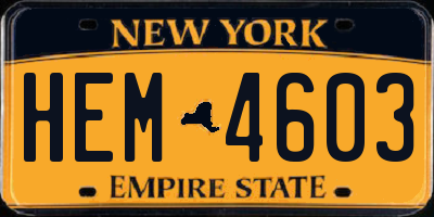 NY license plate HEM4603