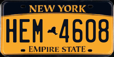 NY license plate HEM4608