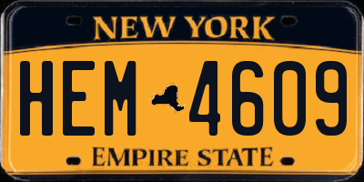 NY license plate HEM4609