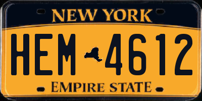 NY license plate HEM4612