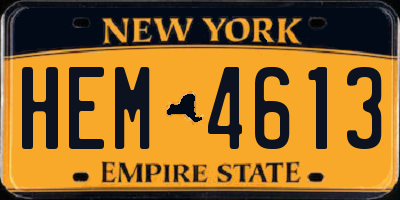NY license plate HEM4613