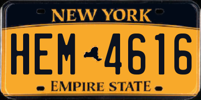 NY license plate HEM4616