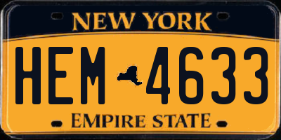 NY license plate HEM4633
