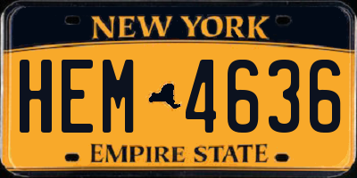 NY license plate HEM4636