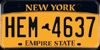 NY license plate HEM4637