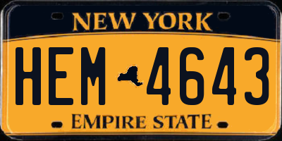 NY license plate HEM4643