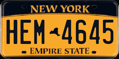 NY license plate HEM4645