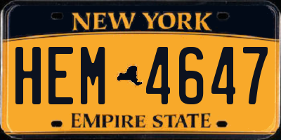NY license plate HEM4647