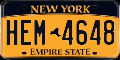 NY license plate HEM4648
